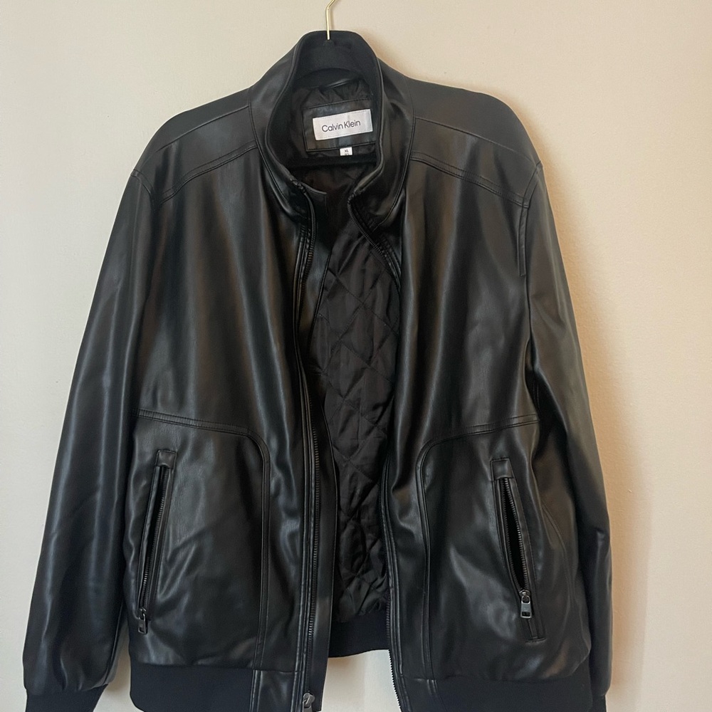 Calvin Klein Black Leather Jacket for Men
